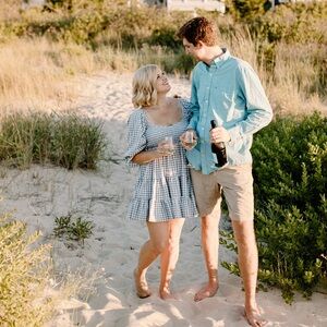 Mable Blue Gingham Smocked Mini Dress Size Large